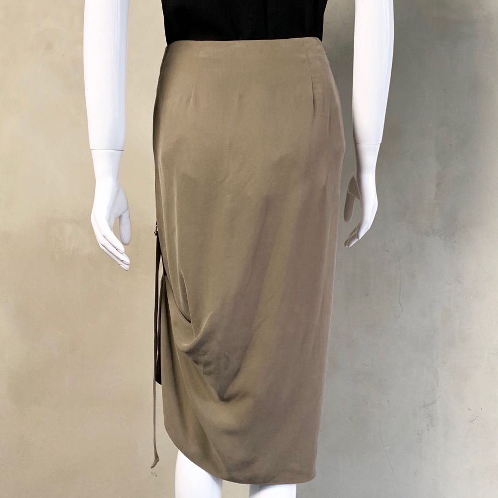 Army Green Pencil Skirt w/ Cinched Side Detail - Picture 5 of 8